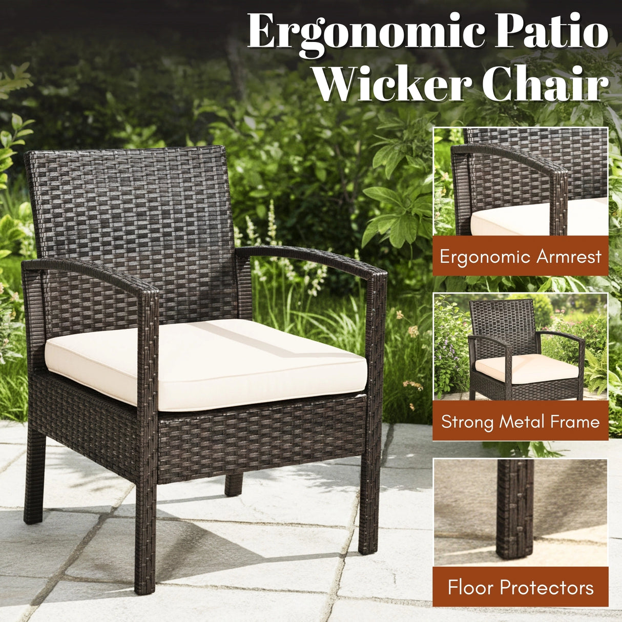 4 Pieces Patio Furniture Set, Outdoor Sectional Sofa