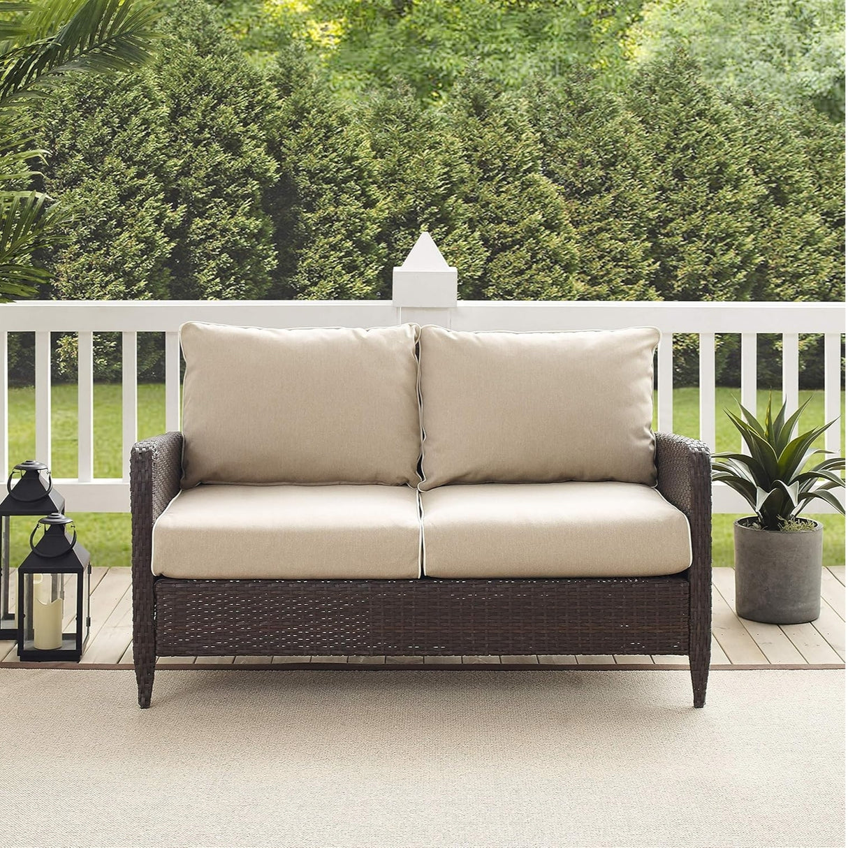 Outdoor Wicker Double Seater Loveseat Sofa