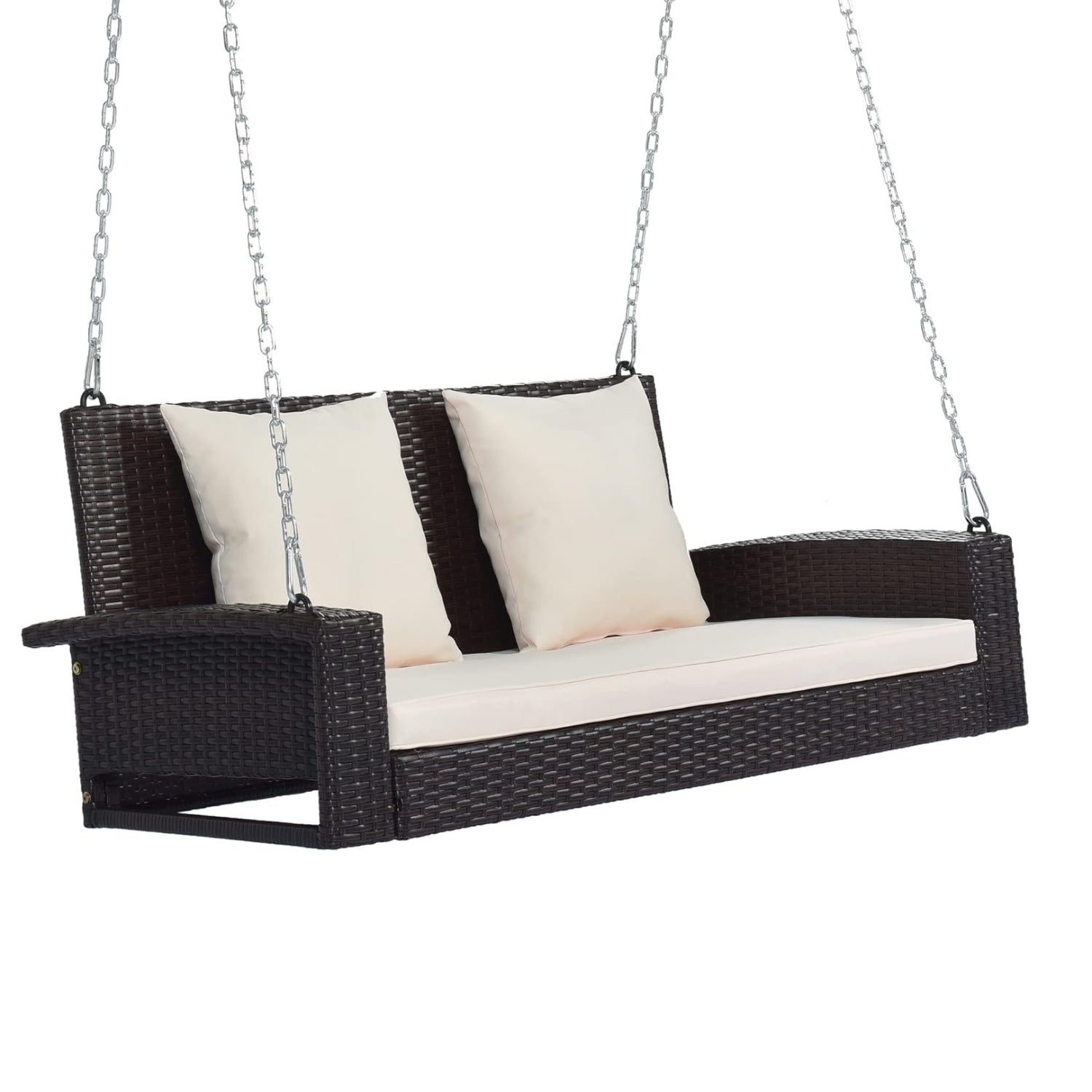 Dark Brown Rattan Wicker Two Seater Sofa Swing