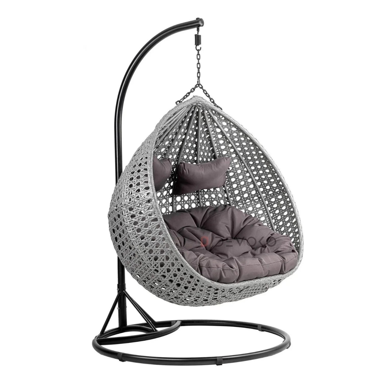 Double Seater Rattan & Wicker Swing (Grey)