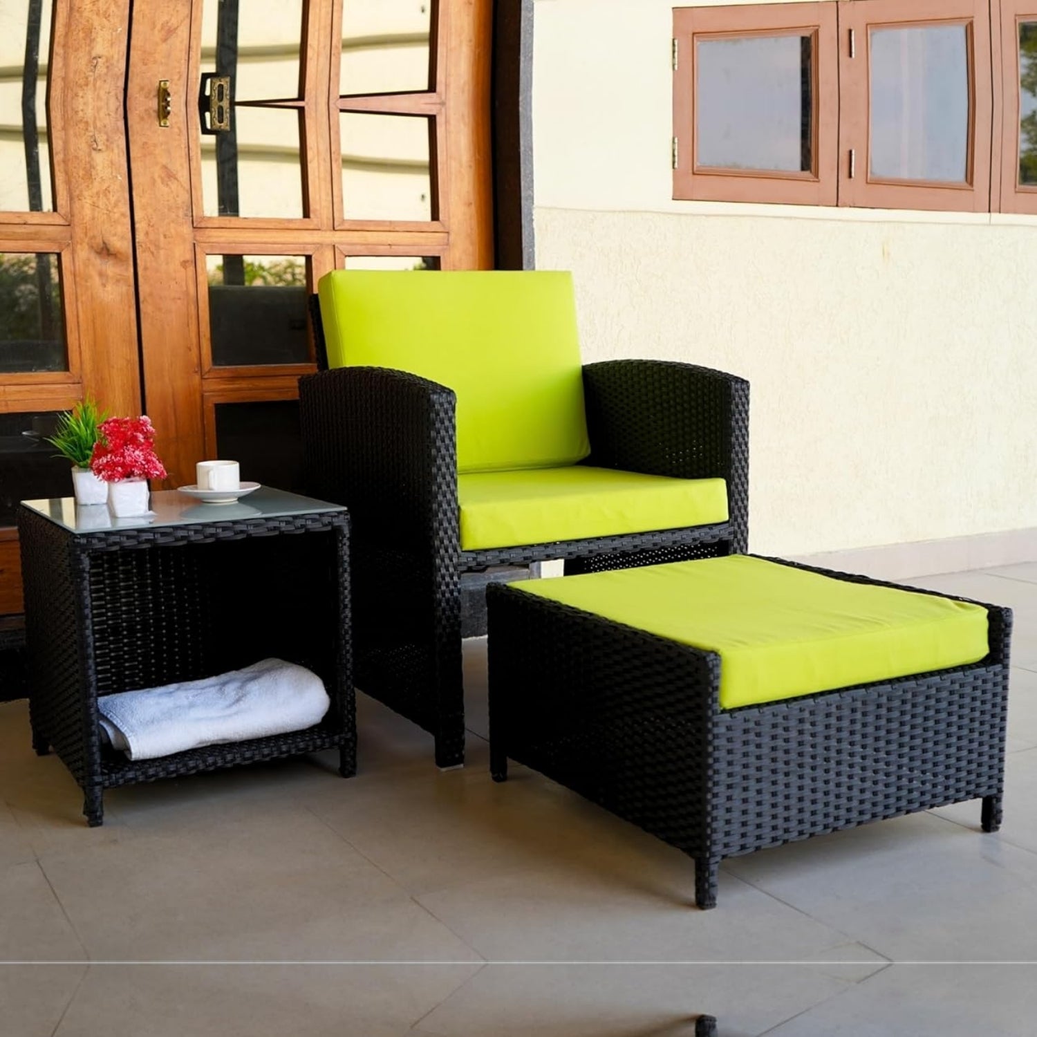 Outdoor 5 Piece Patio Wicker All Weather Sectional Furniture Set