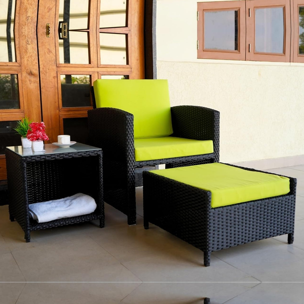 Outdoor 5 Piece Patio Wicker All Weather Sectional Furniture Set