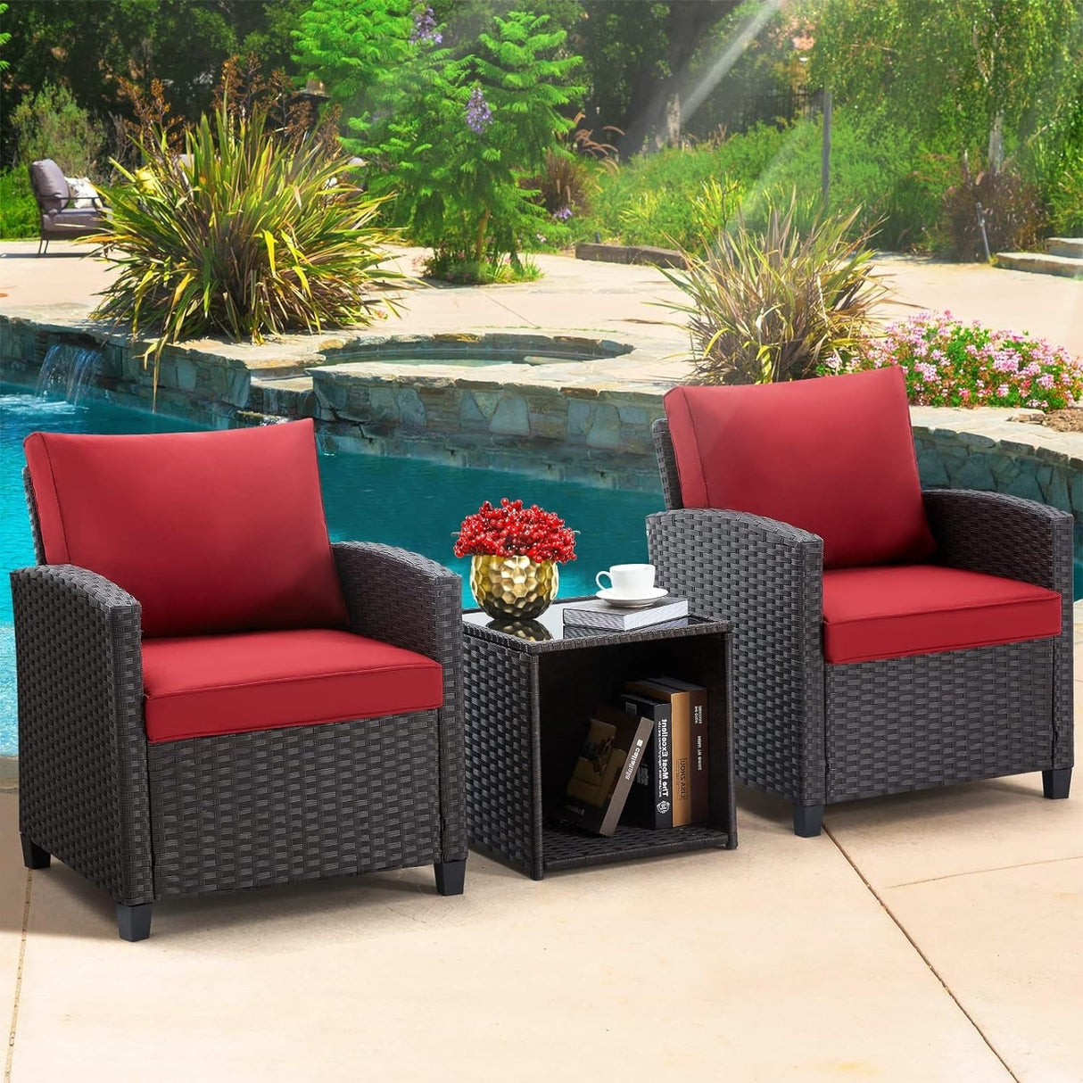 3-Piece Outdoor Rattan Wicker Patio Set