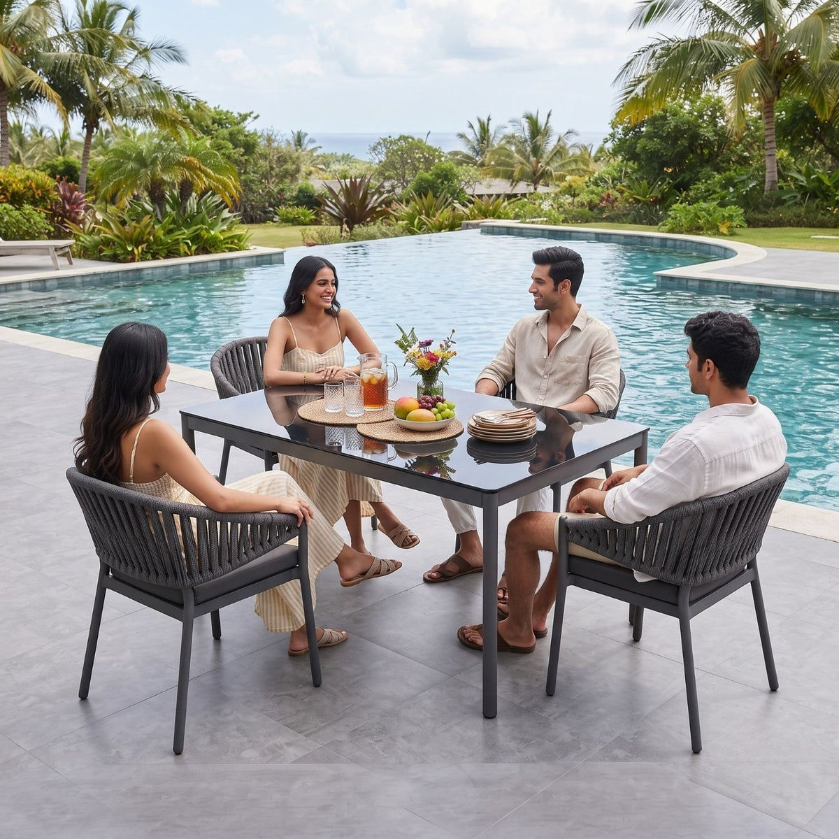 All Weather Resistant 5-Piece Outdoor Dining Set (Grey)