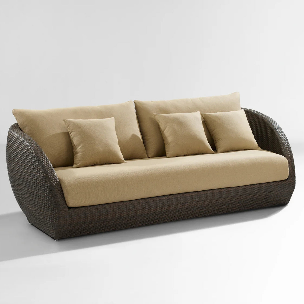 5-Piece Outdoor Wicker Sofa Set With Glass Top Tables