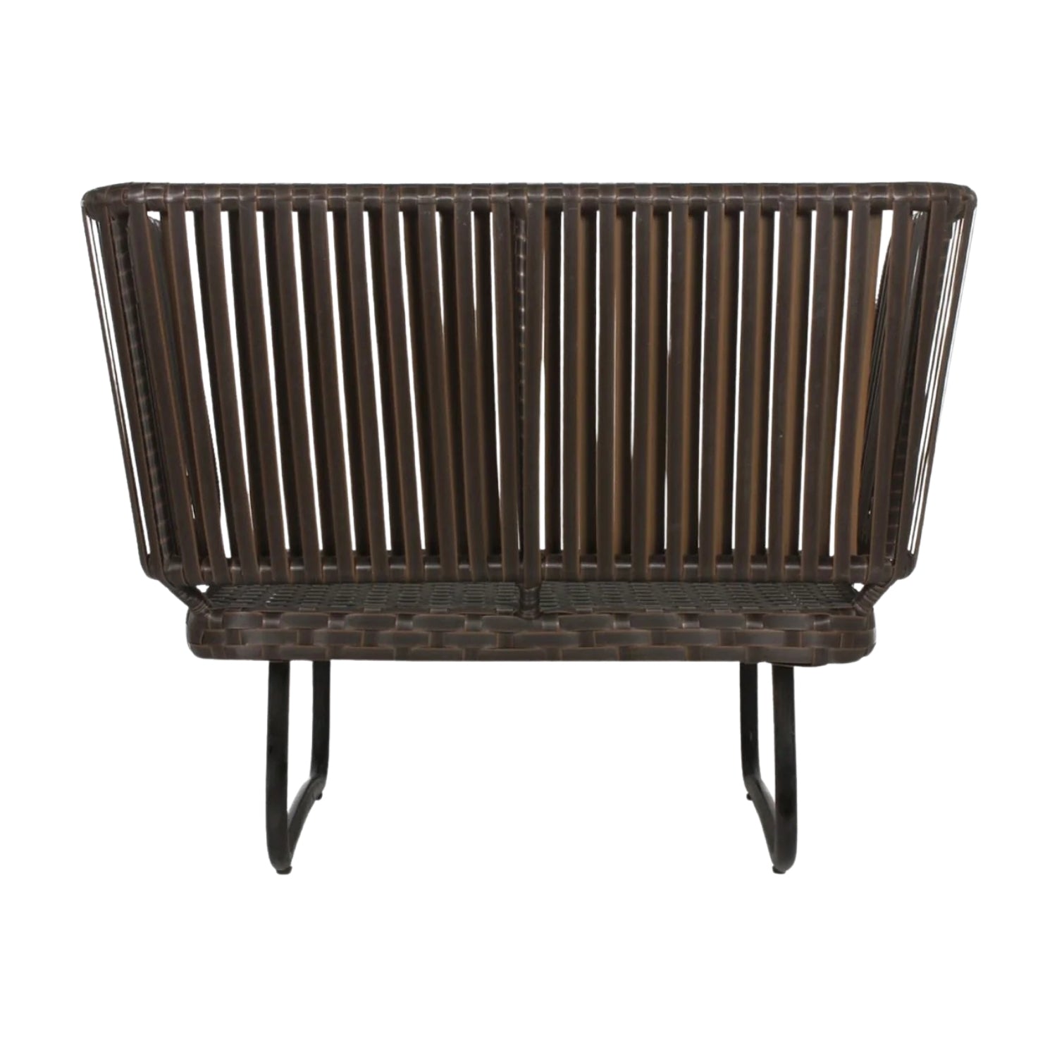 Outdoor Rope 4-Piece Patio Sofa Set with Wicker Top Table (Brown & White)