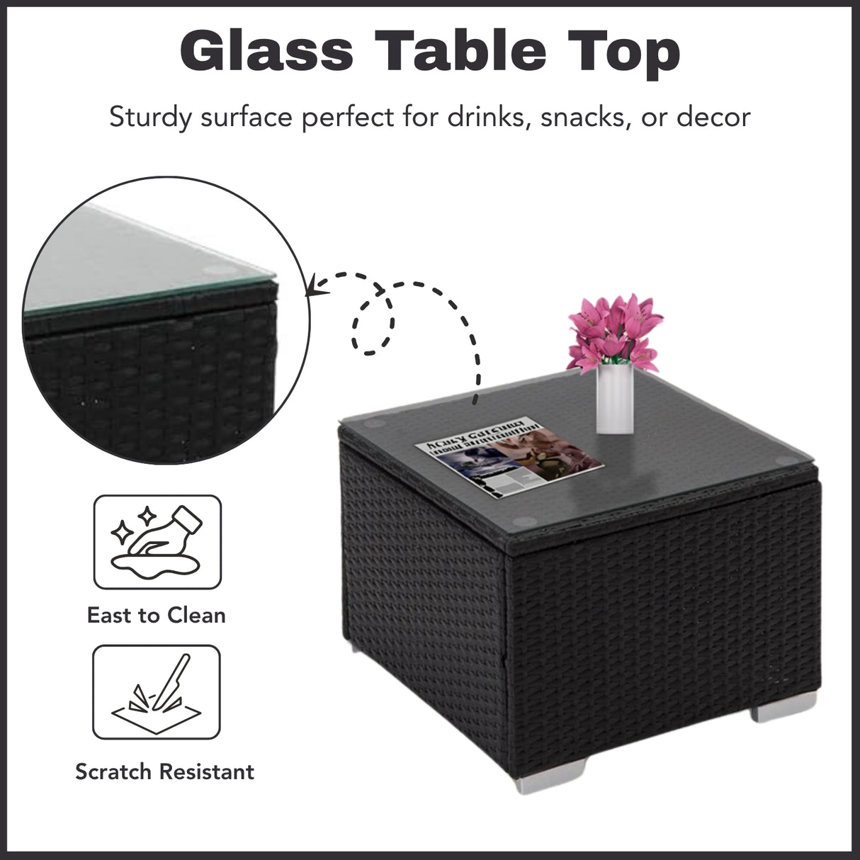 Outdoor Wicker Lounge Chairs Set of 2 With Side Table