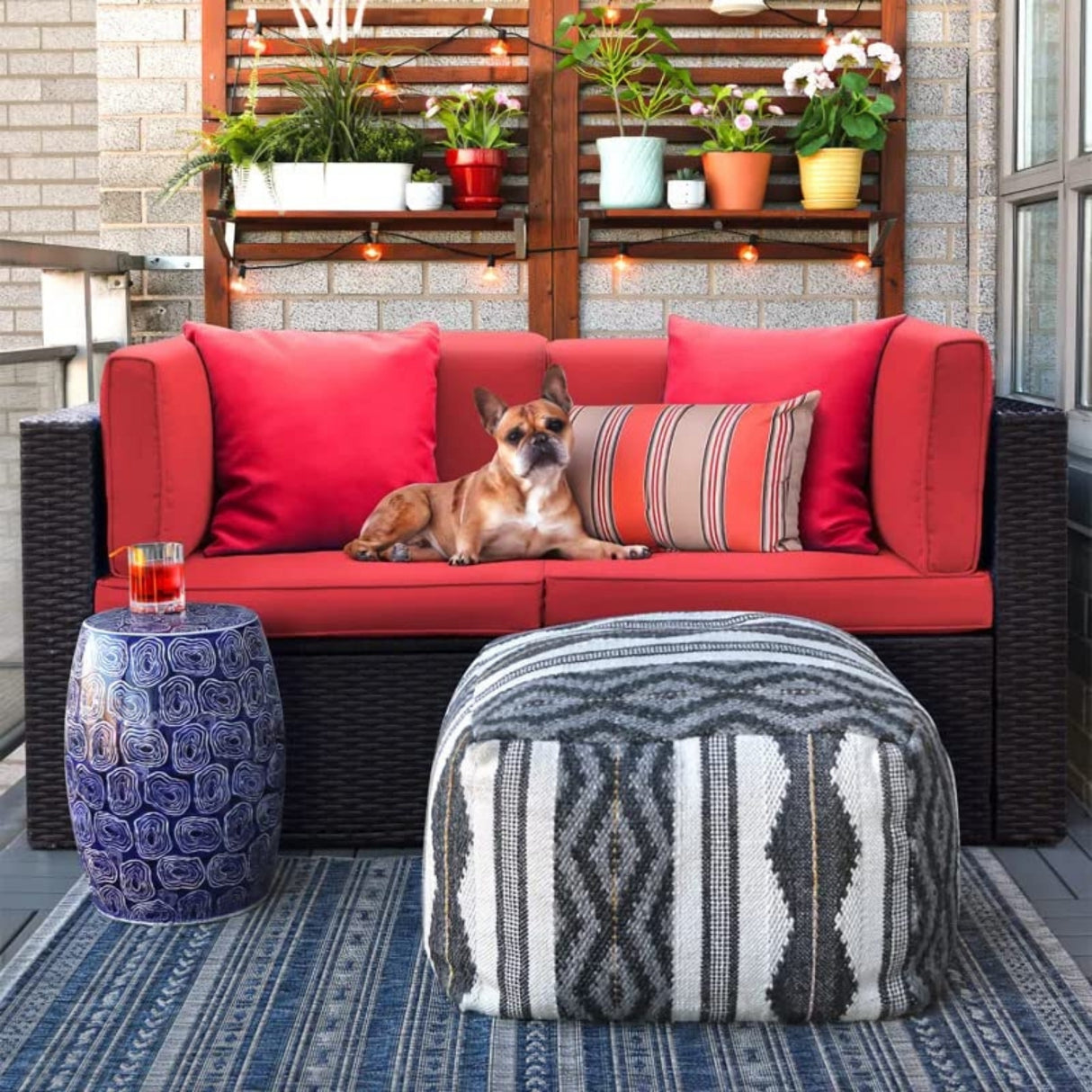 Outdoor All-Weather Rattan Wicker Double Seater Sofa