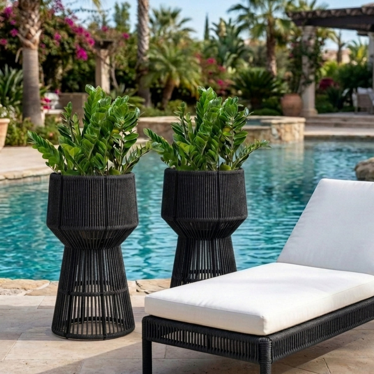 Devoko Outdoor Rope Planter Stand Set (Black)