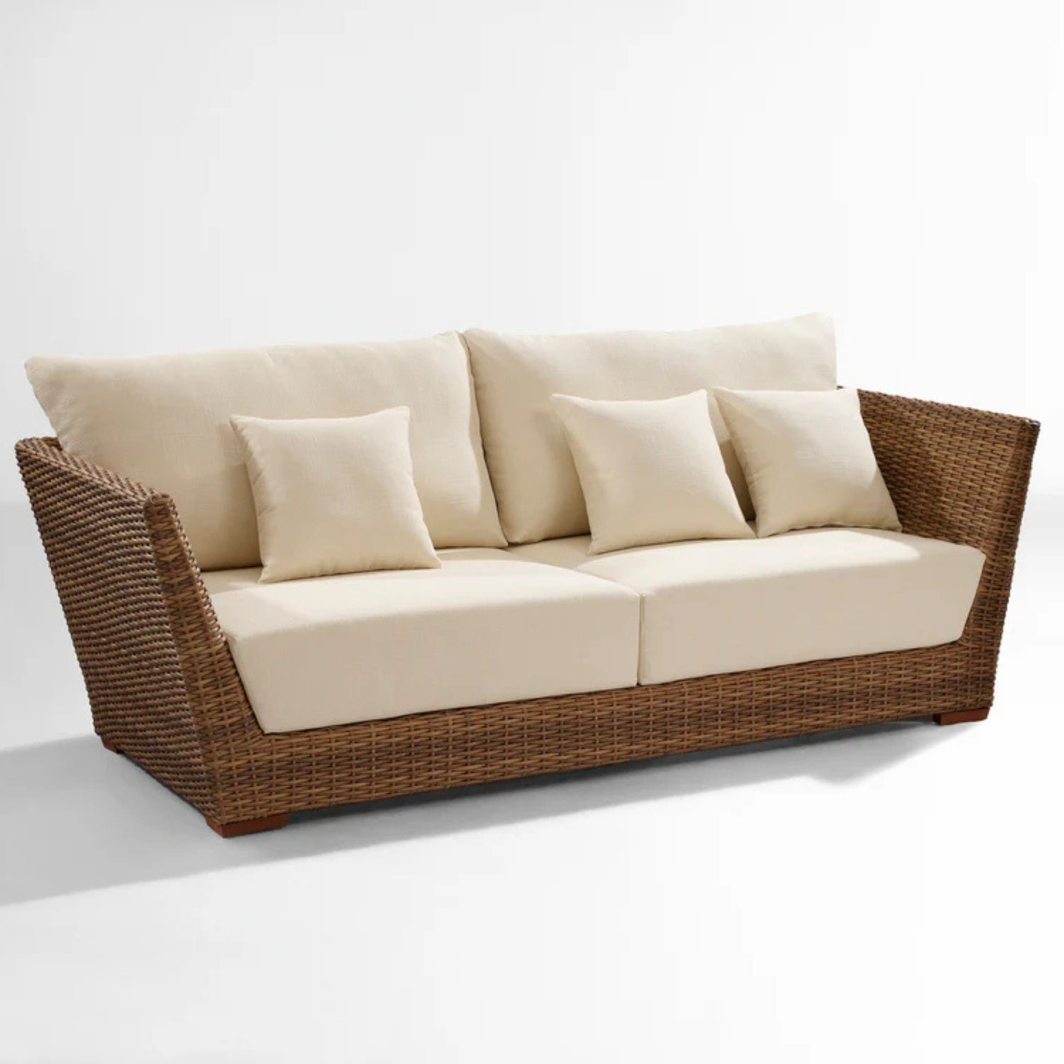 5-Piece Outdoor Wicker Sofa Set With 2-Tier Glass Top Tables