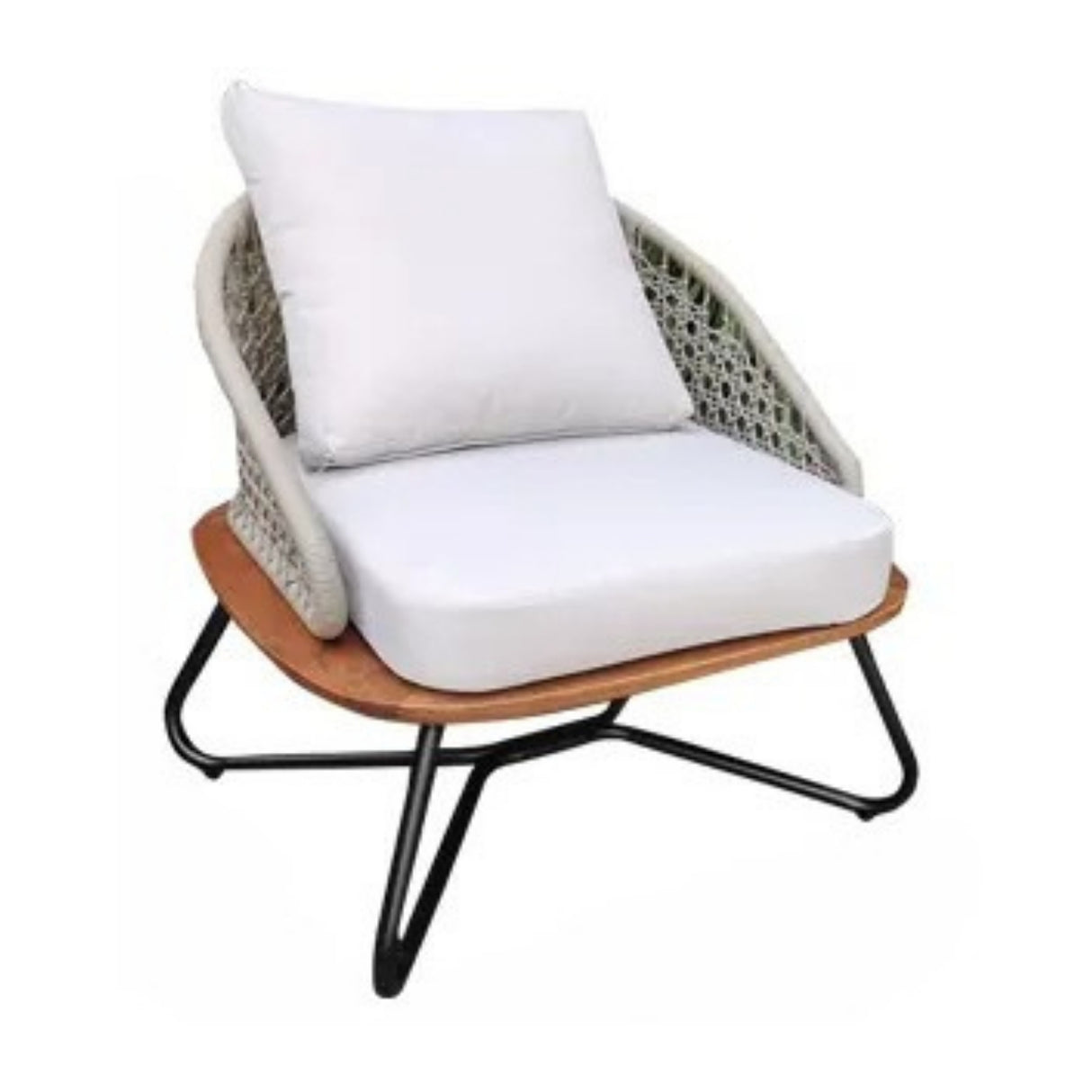 5-Seater Outdoor All-Weather Rope Sofa Set With Wooden Base