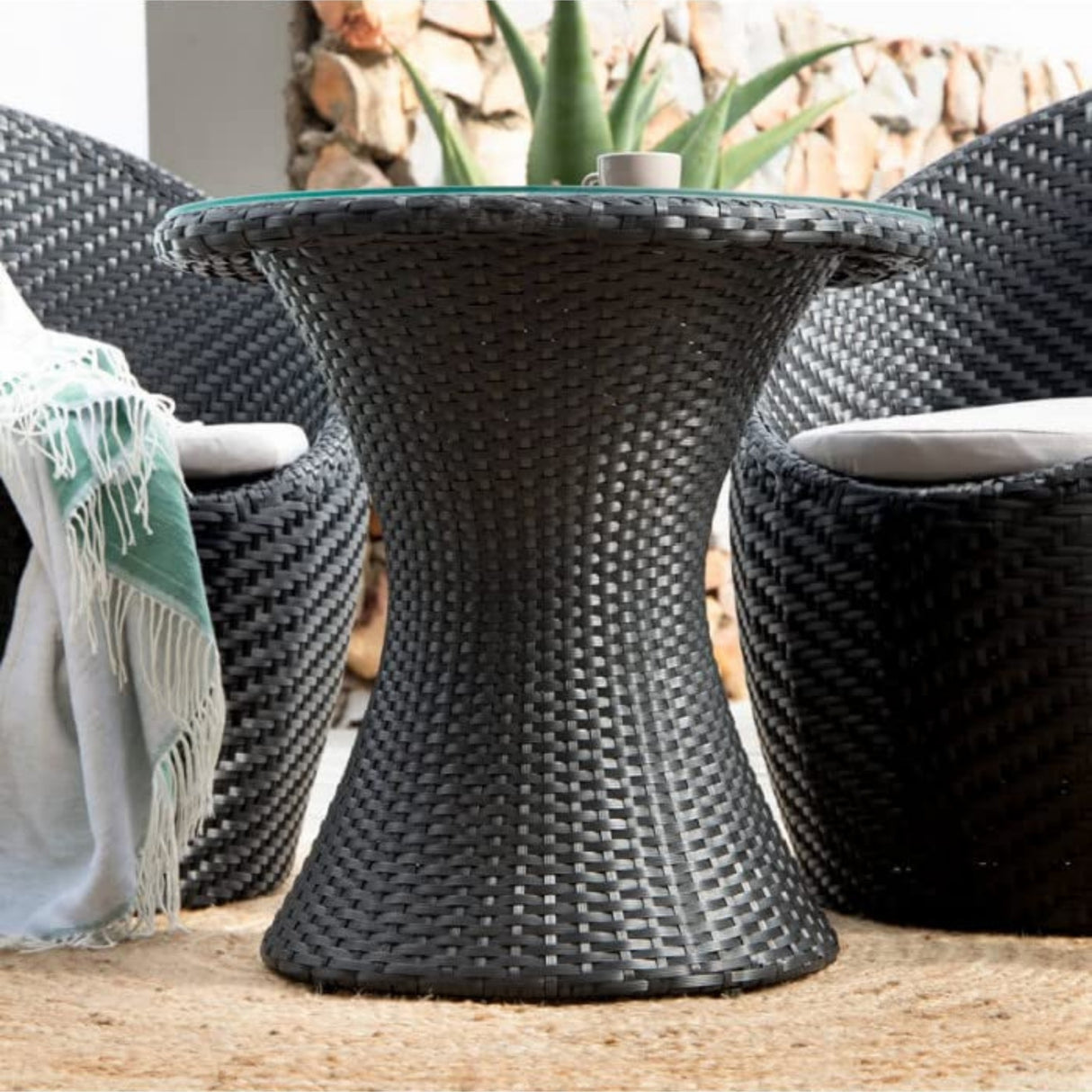 Outdoor Rattan Wicker 3-Piece Conversation Set