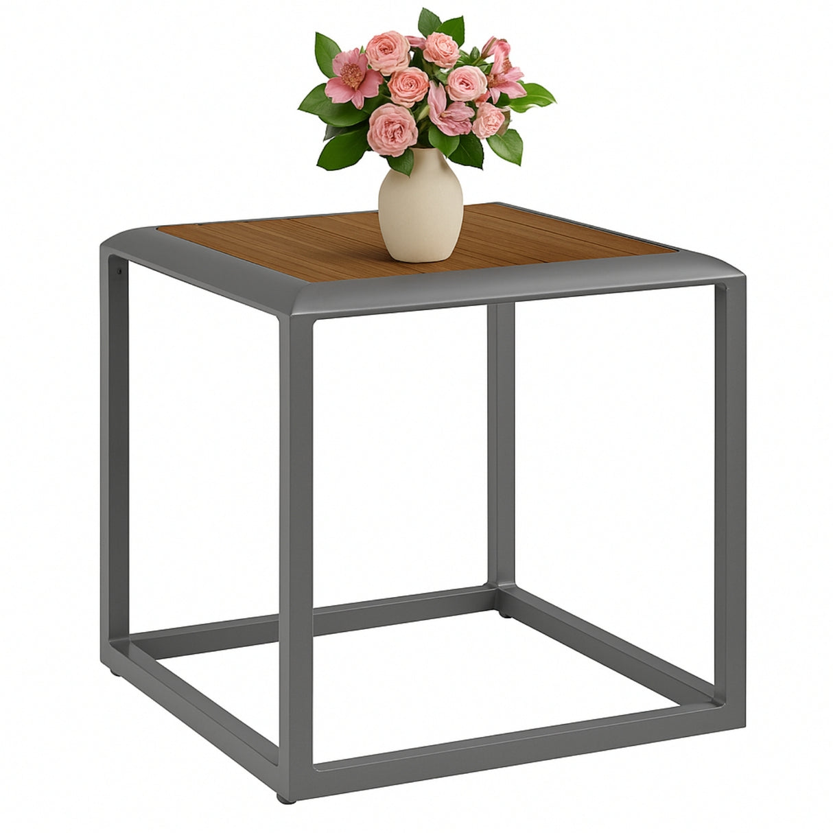 Outdoor Rope 3-Piece Patio Set With Wooden Top Table