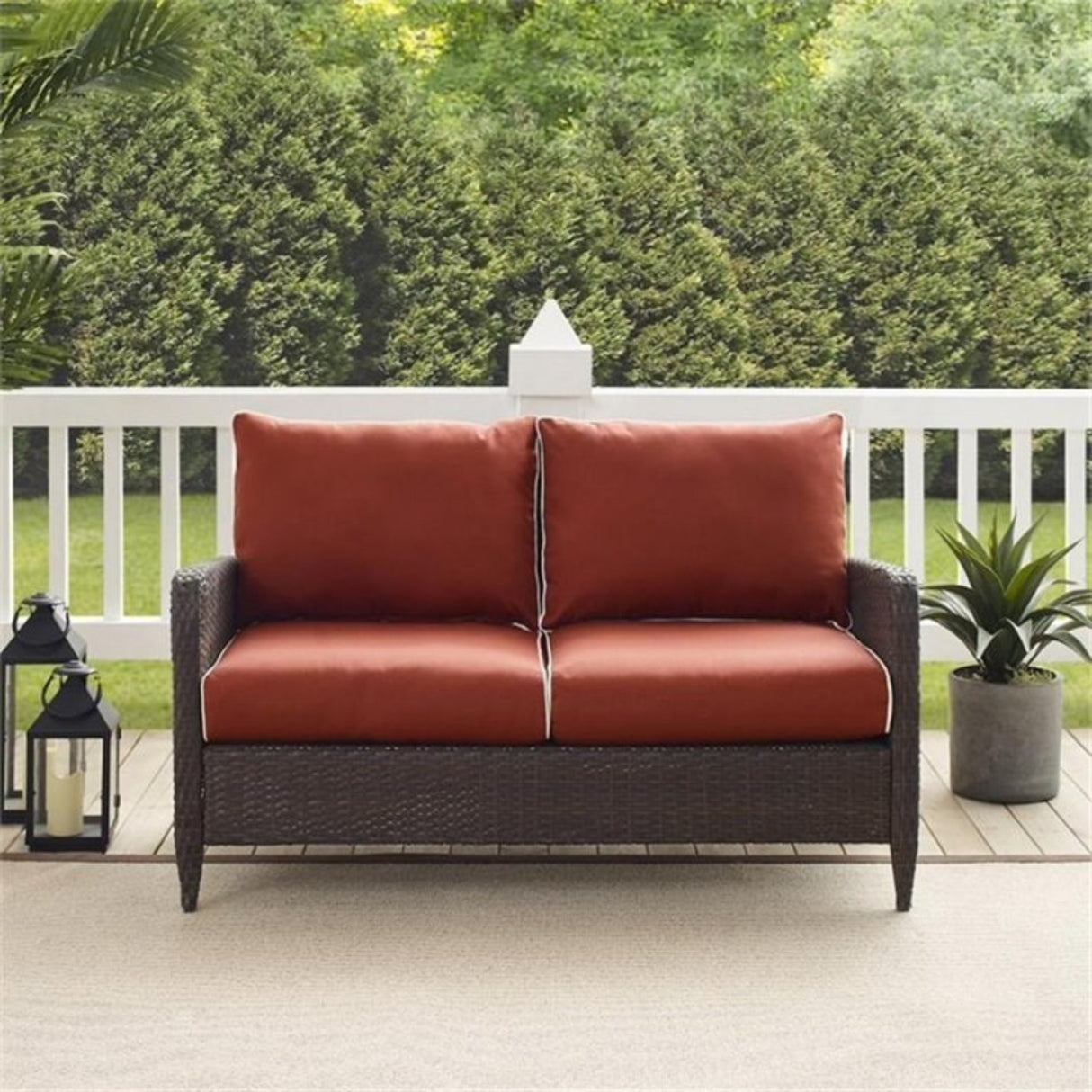 Outdoor Wicker Double Seater Loveseat Sofa