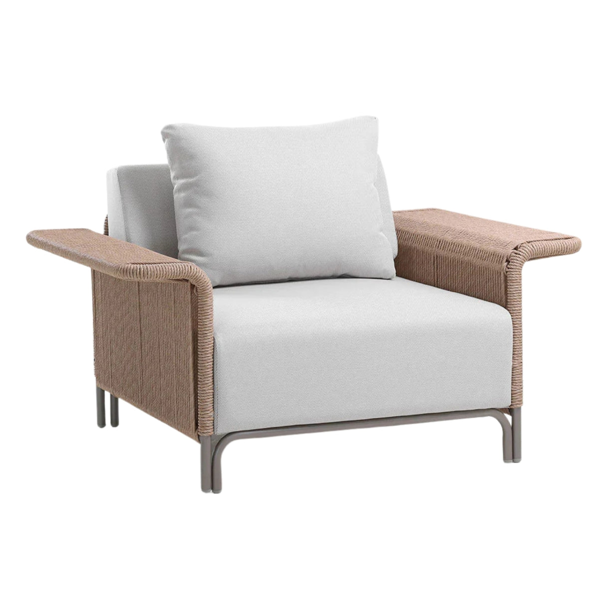 4-Piece Outdoor Rope Patio Conversation Set (Beige & Off-White)