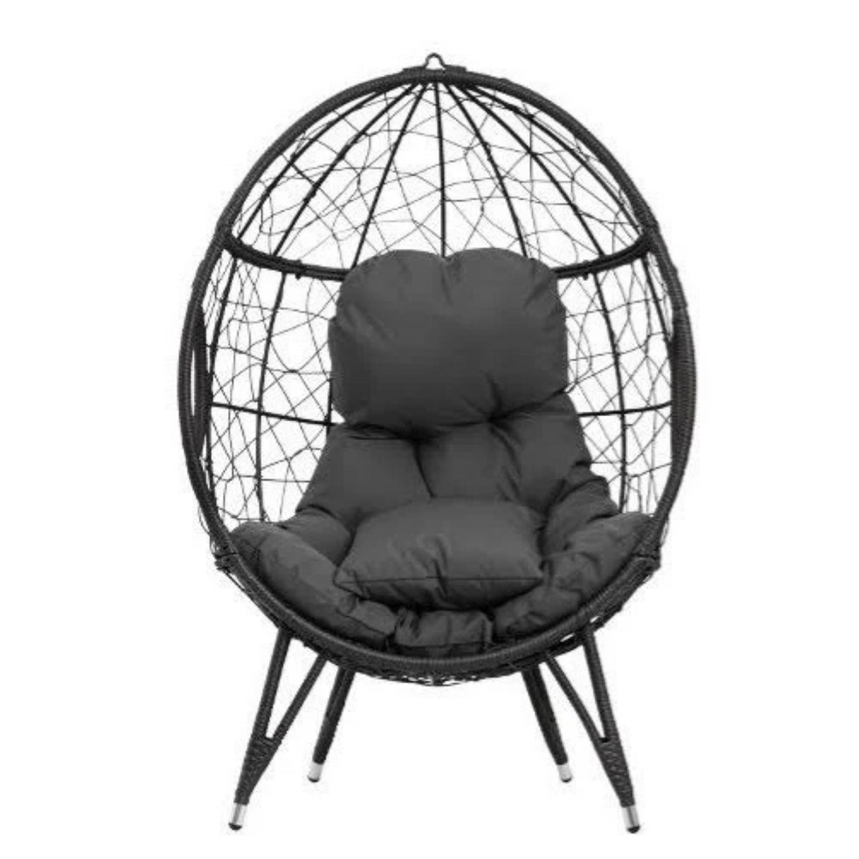 Outdoor All-Weather Wicker Egg Chair (Black)