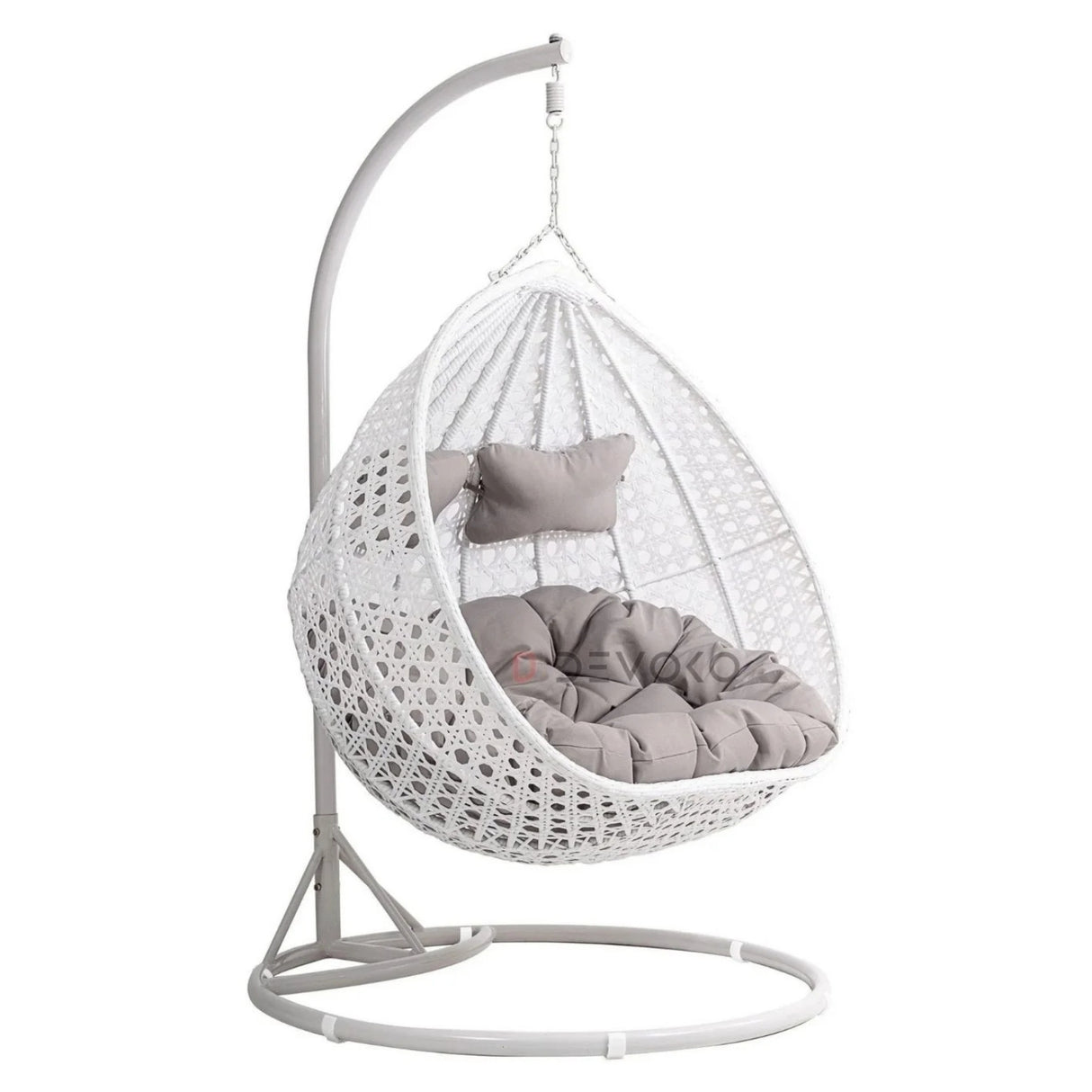 Double Seater Rattan & Wicker Swing (White & Grey)
