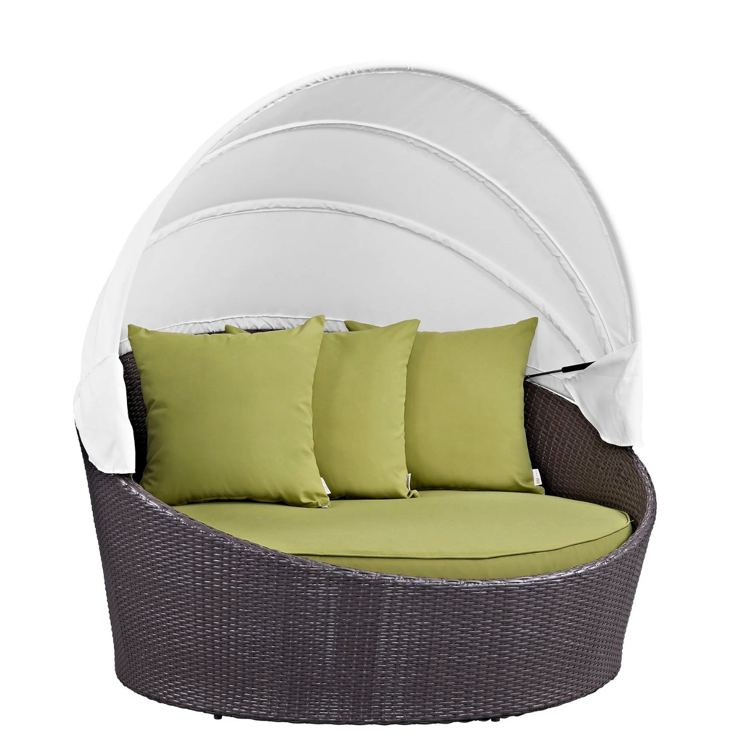 Outdoor Rattan Wicker Patio Daybed with Retractable Canopy