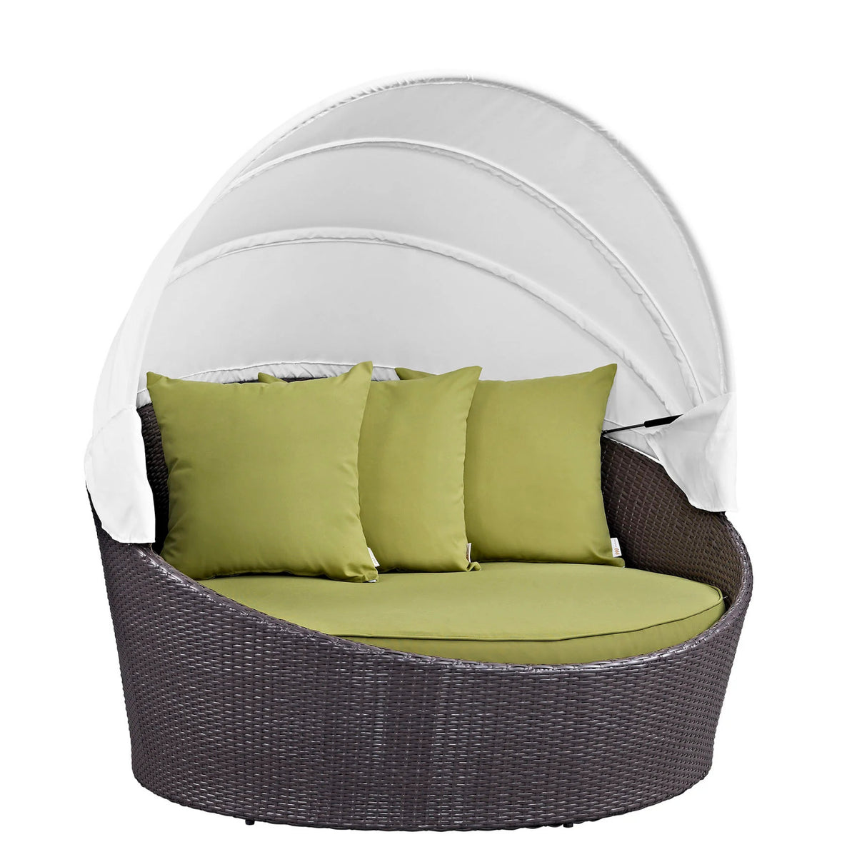 Outdoor Rattan Wicker Patio Daybed with Retractable Canopy