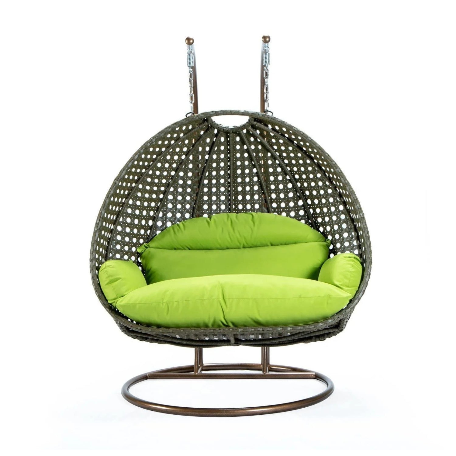 Double Seater Hanging Swing Chair (Dark Brown/Green)