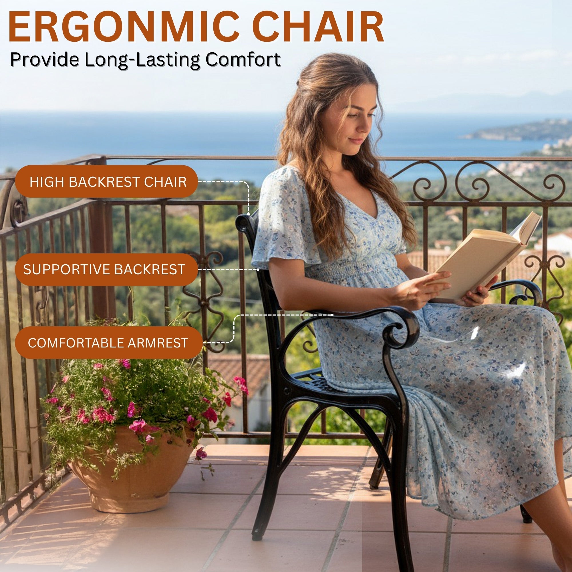 Outdoor 4-Piece Cast Aluminum Patio Bistro Set (Black)