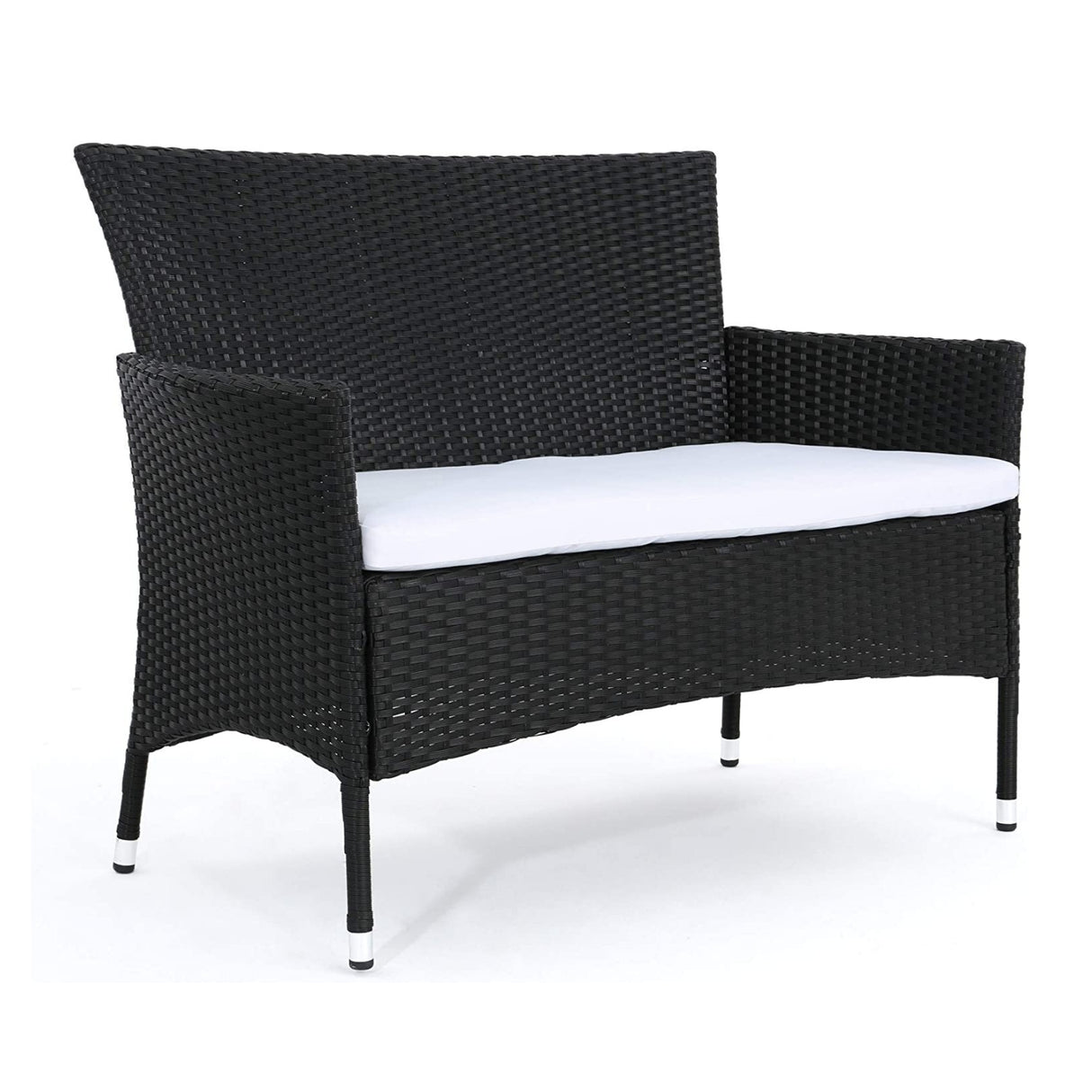 2-Piece Outdoor Rattan Wicker Loveseat Sofa