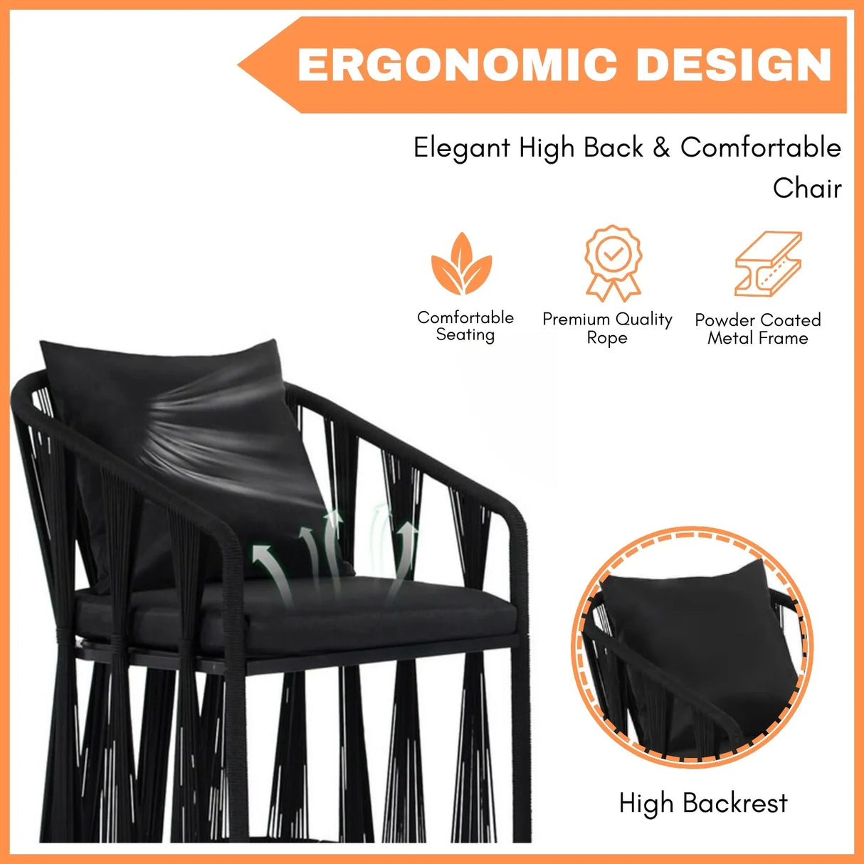 Outdoor Rope 3-Piece Patio Set