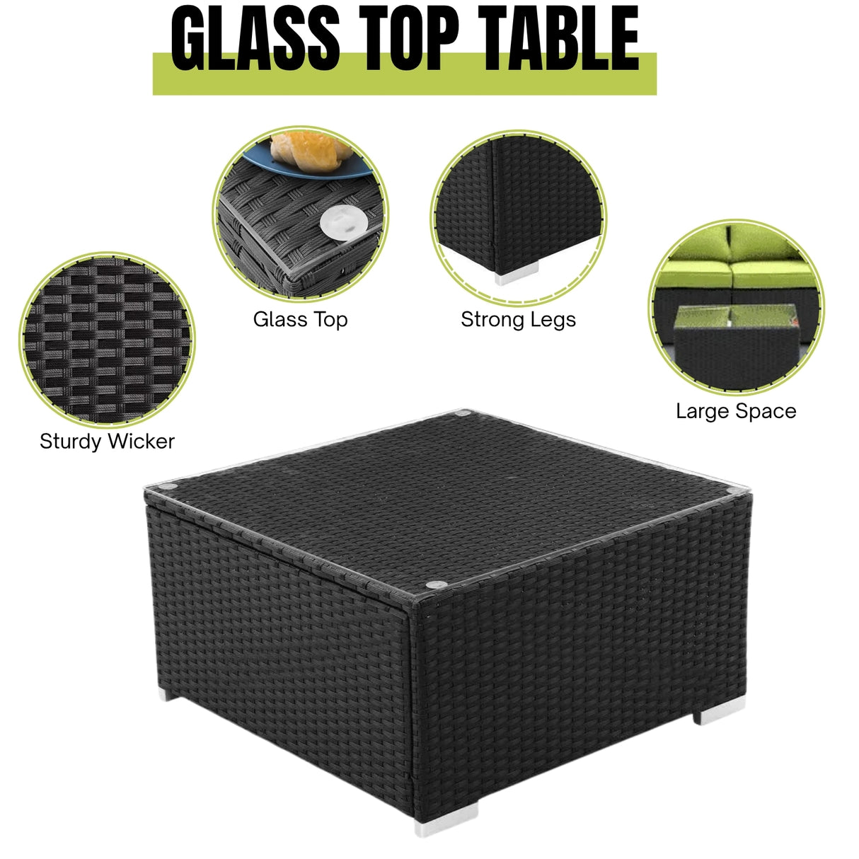 6-Piece Outdoor Conversation Set (Black & Green)