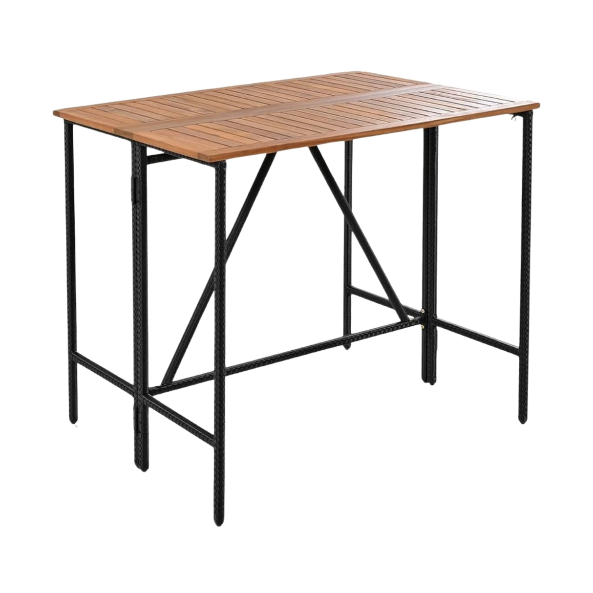 5-Piece Outdoor Rattan Wicker Bar Set with Wooden Top Table