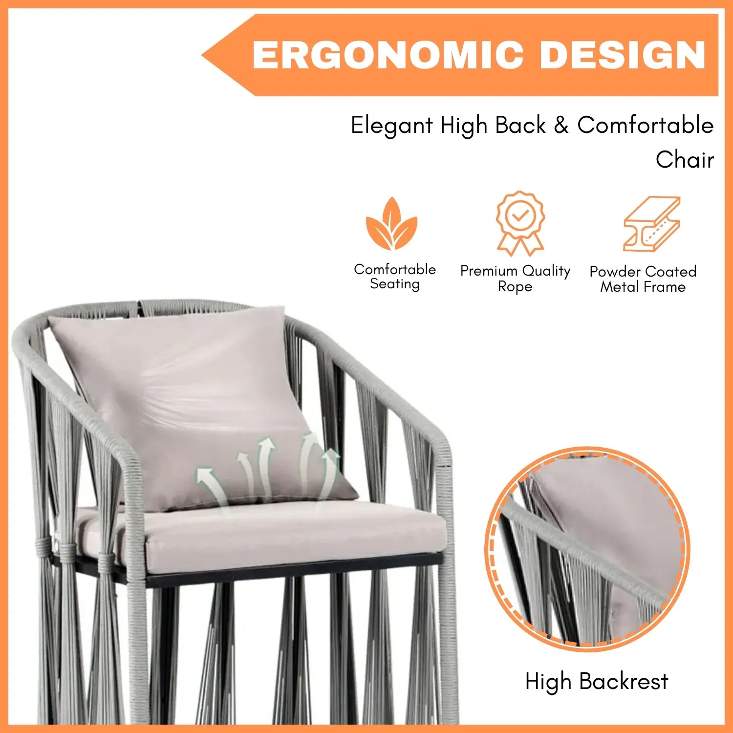 Outdoor Rope 3-Piece Patio Set