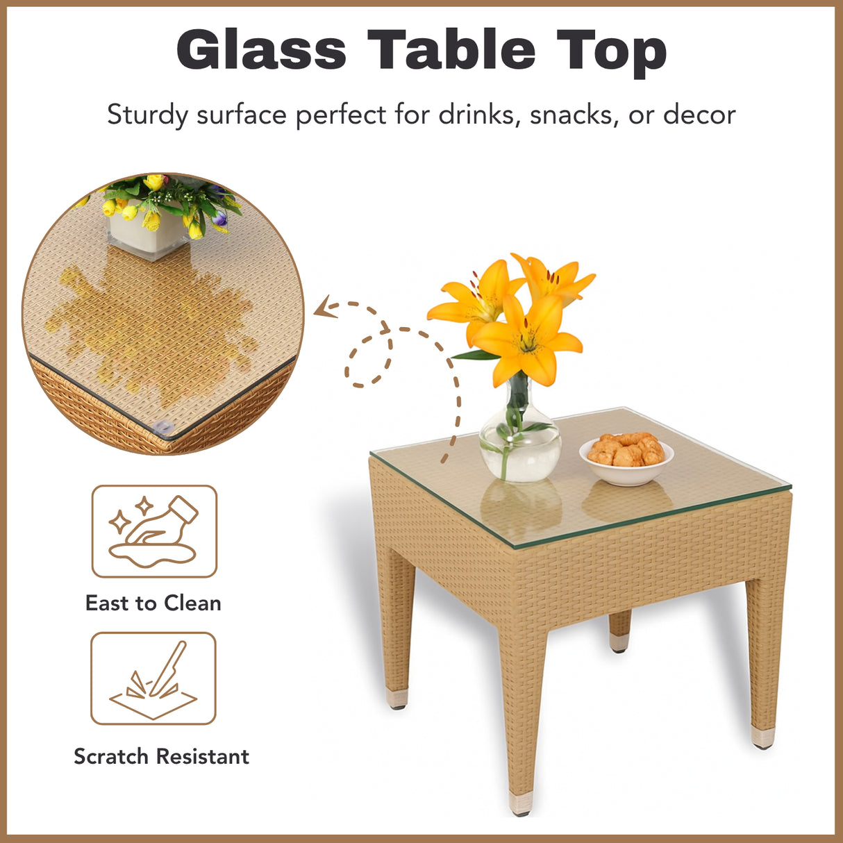 Outdoor Wicker Lounge Chair With Side Table