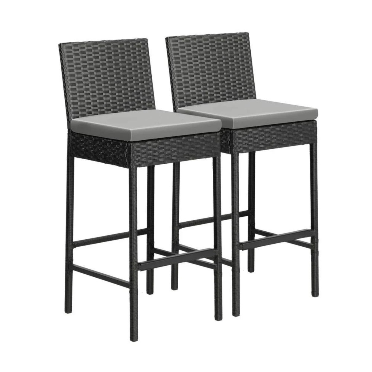 3-Piece Outdoor Rattan Wicker Bar Set with Glass Top Table