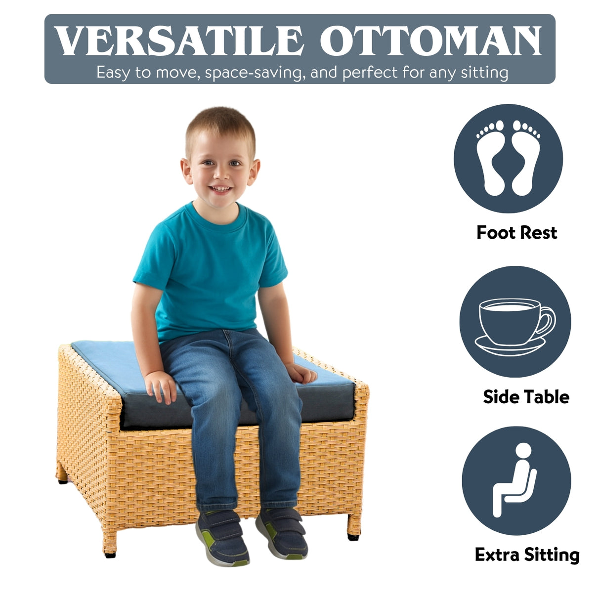 Outdoor 5 Piece Patio Wicker All Weather Sectional Furniture Set