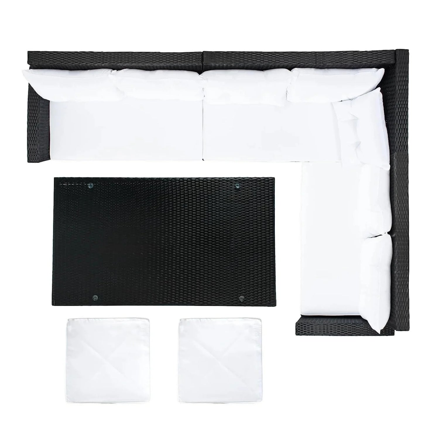 5-Piece Wicker Patio Conversation Set (Black/White)