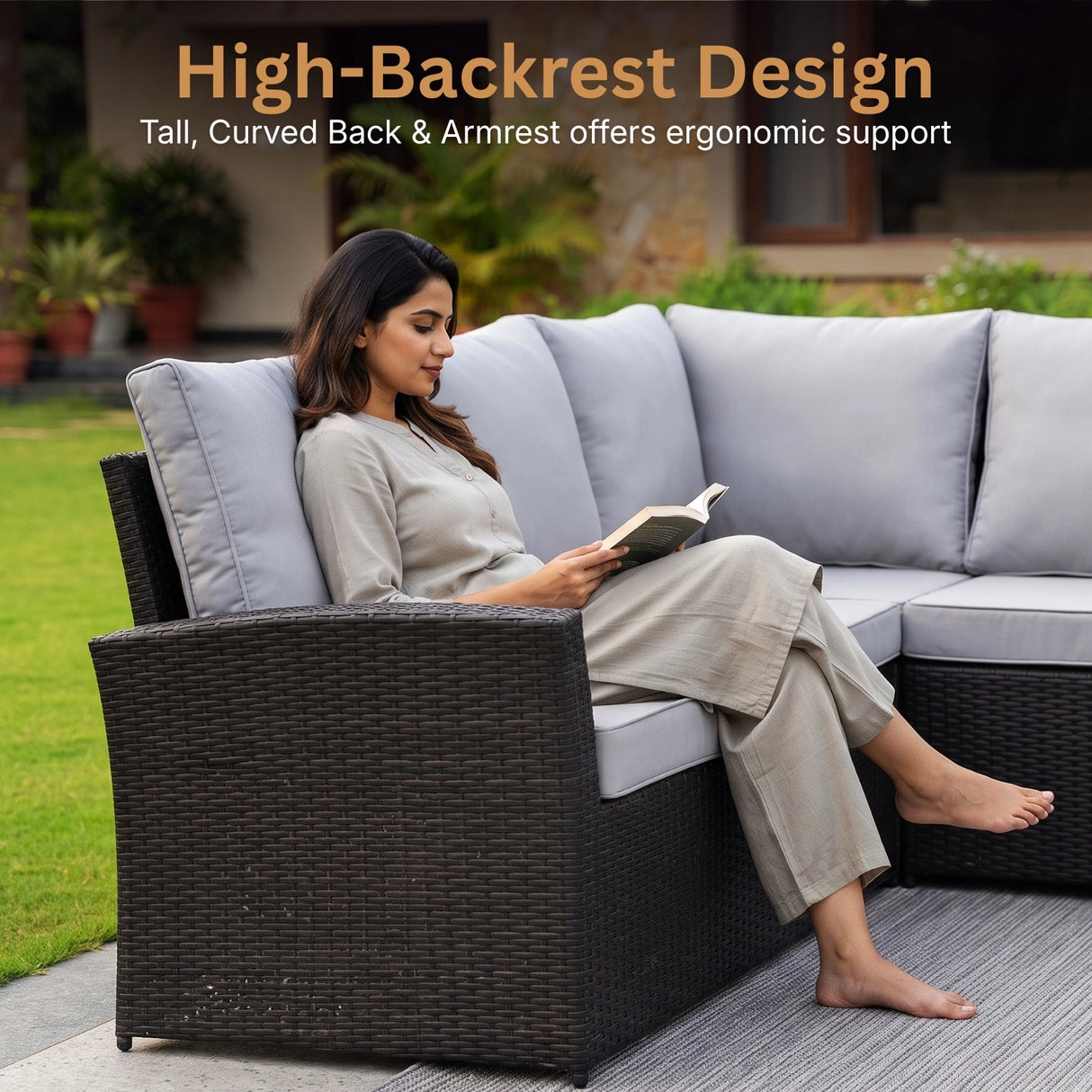 6-Piece All-Weather Wicker Patio Furniture Set (Black/Grey)