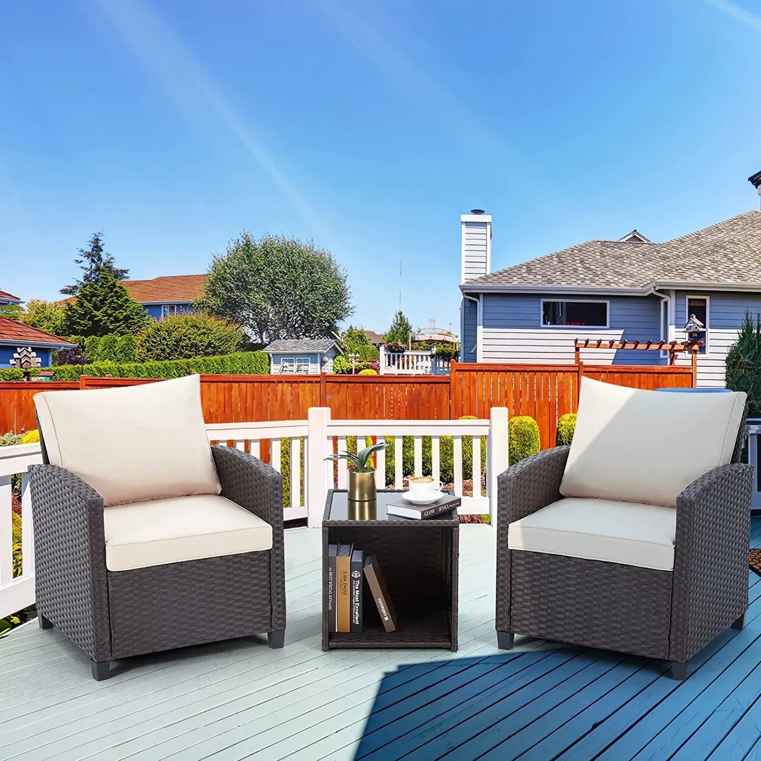 3-Piece Outdoor Rattan Wicker Patio Set