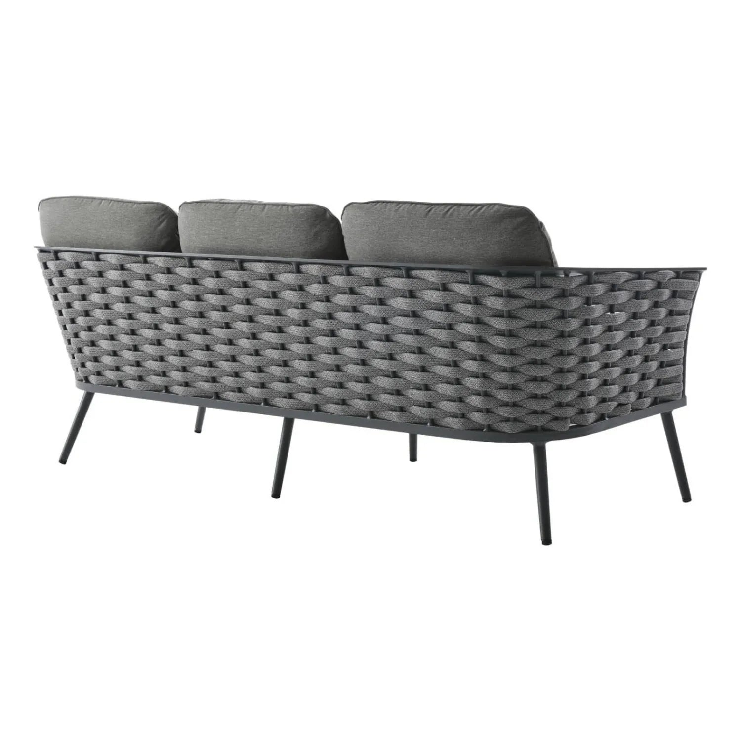 4 Piece Outdoor Rope Sofa Set with Wooden Top Table
