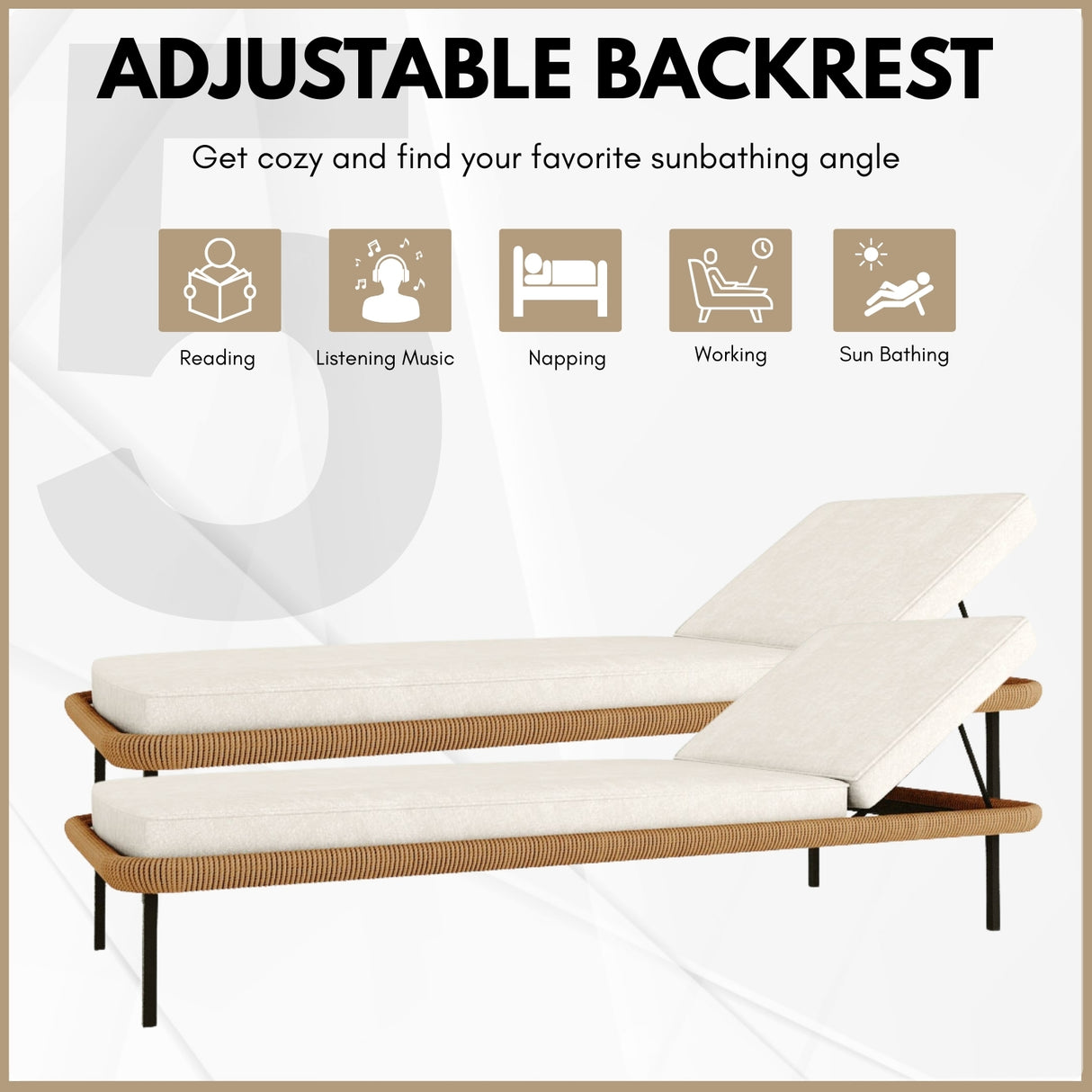 10 Seater Outdoor Rope Sofa Set with Ottoman, Loungers, Center Table & Side Tables