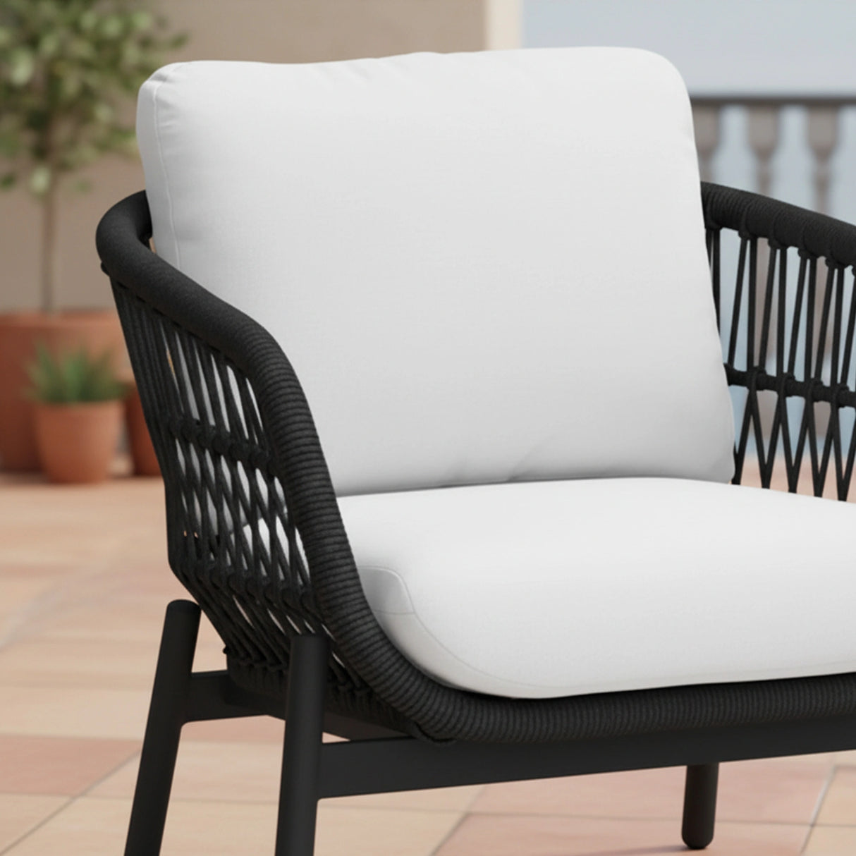 Outdoor 4 Seater Rope Conversation Sofa Set