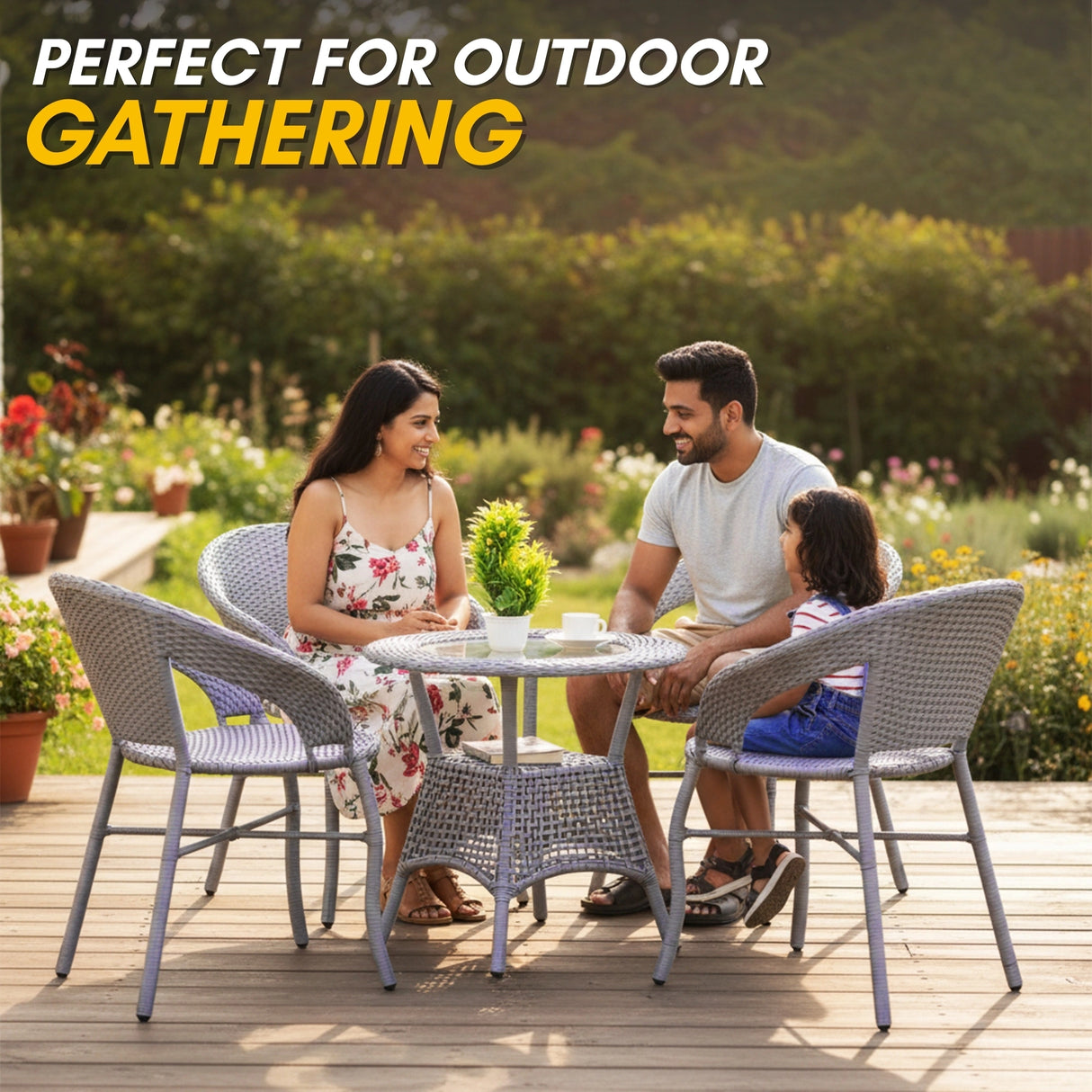 5-Piece Outdoor Rattan Wicker Patio Bistro Set