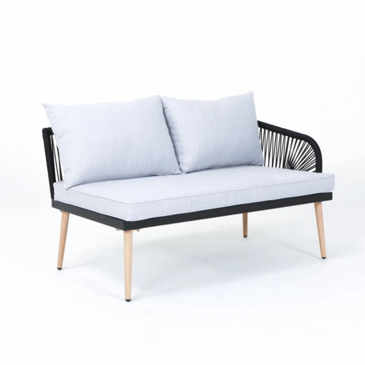 L-Shape 5 Seater Outdoor Patio Rope Conversation Set with Table