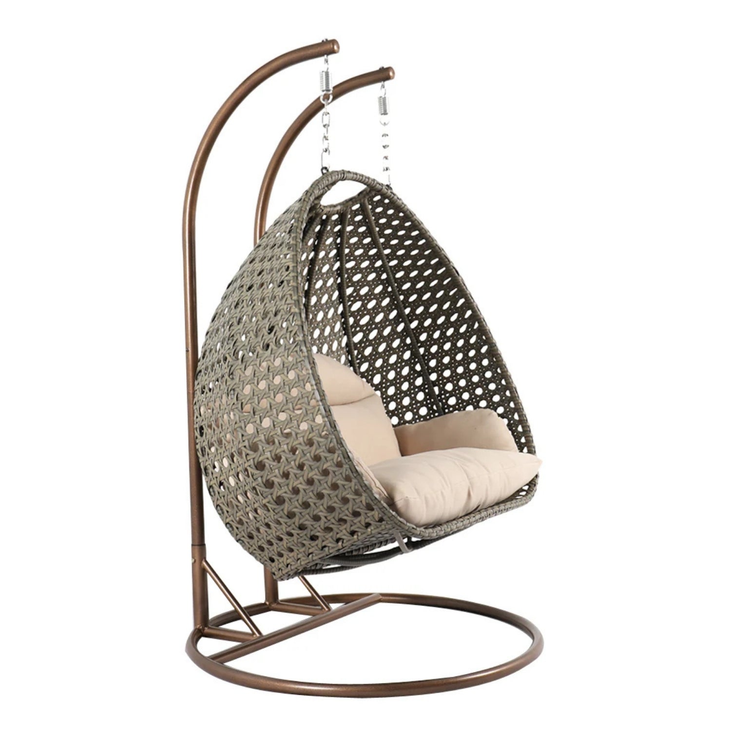 Double Seater Hanging Swing Chair (Dark Brown/Cream)