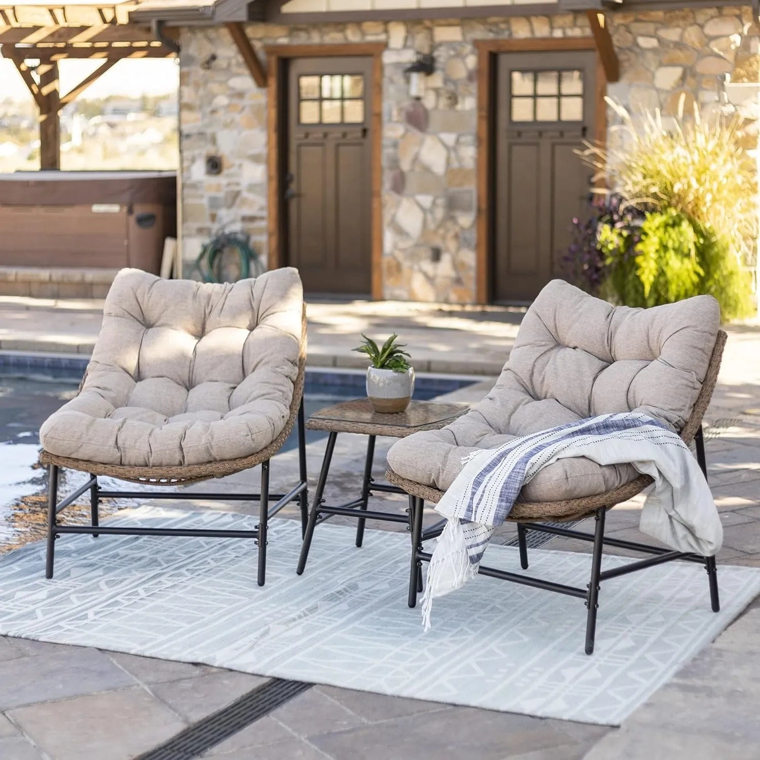3 Piece Garden Outdoor Patio Furniture Set