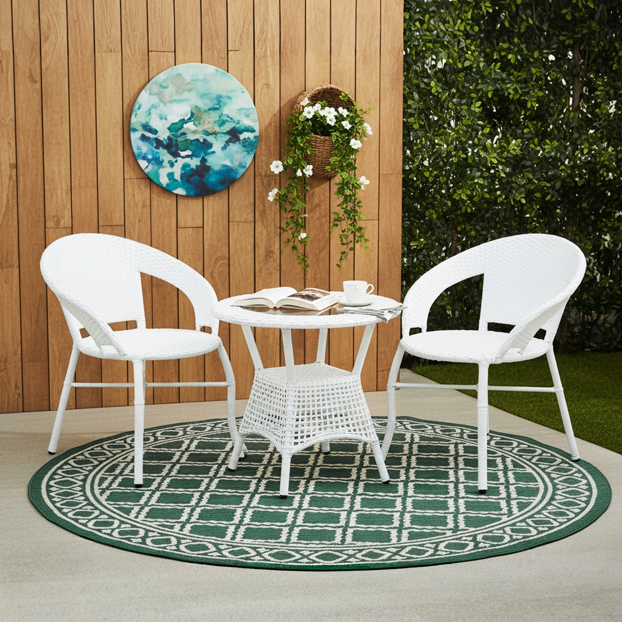 3-Piece Outdoor Rattan Wicker Patio Bistro Set