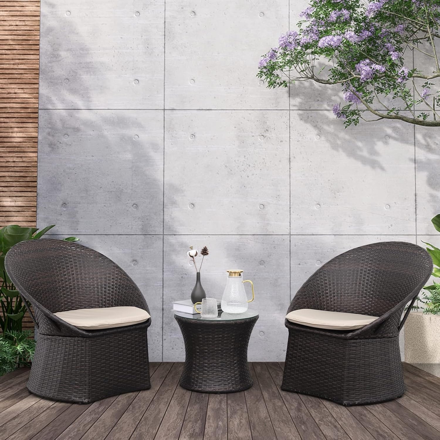 3-Piece Outdoor Rattan Wicker Patio Set