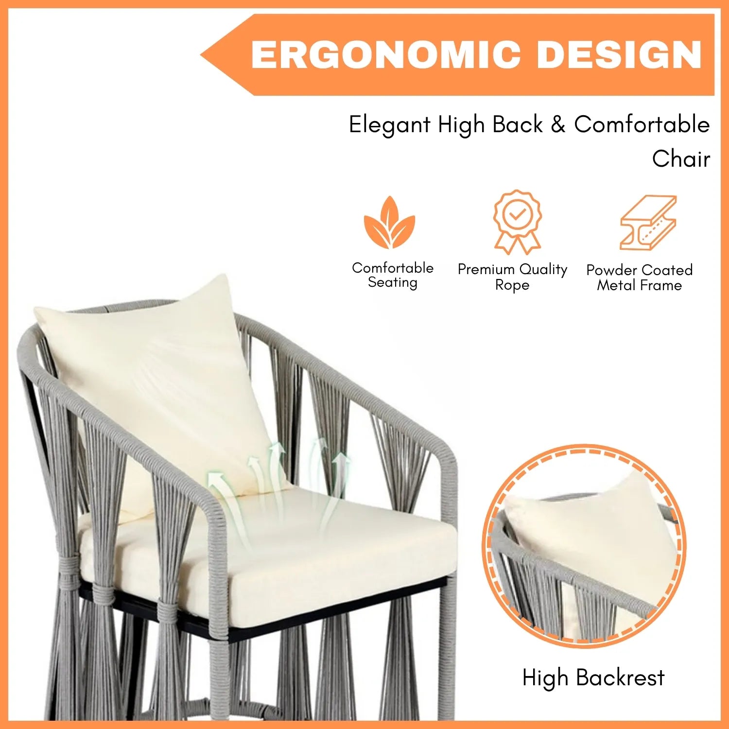 Outdoor Rope 3-Piece Patio Set