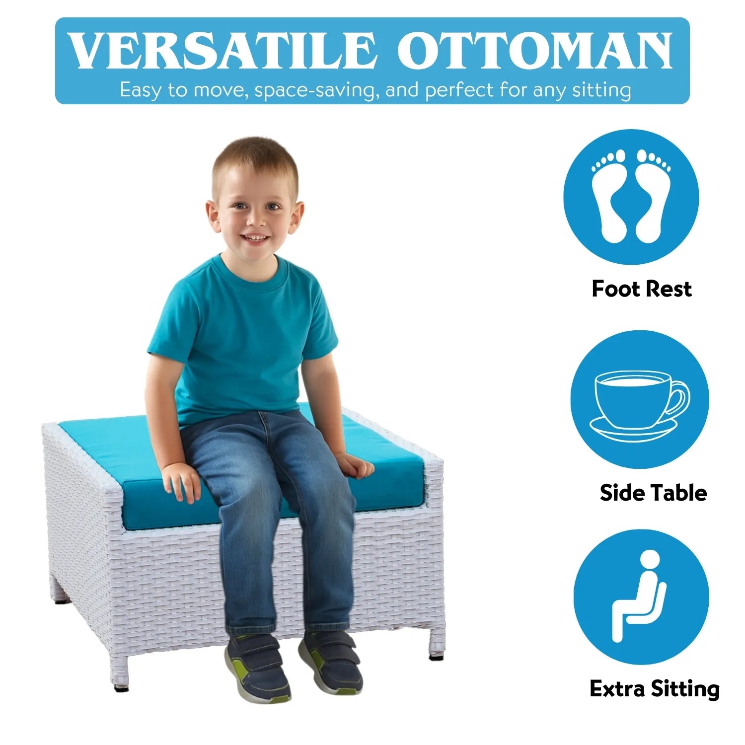 Outdoor 5 Piece Patio Wicker All Weather Sectional Furniture Set