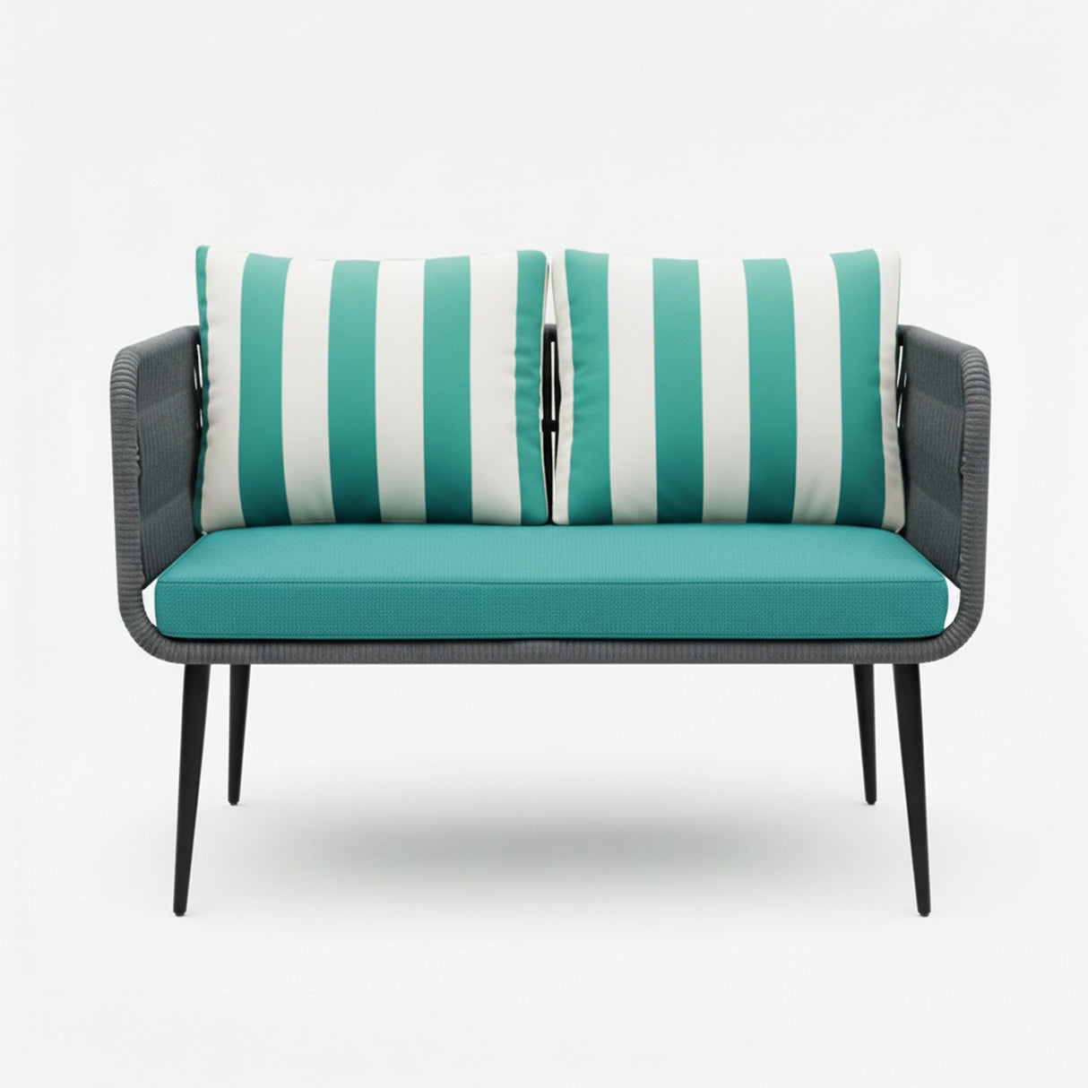 Outdoor 4-Seater Rope Conversation Set(Grey & Sky-blue)