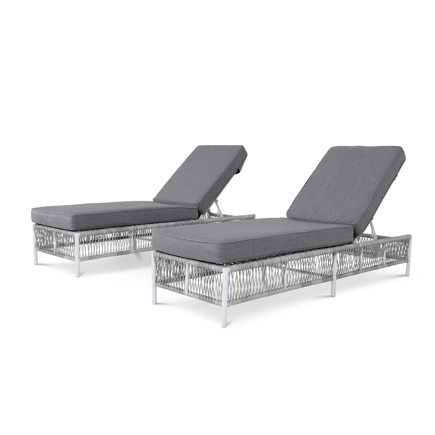 Outdoor Rope Lounge Chairs Set of 2 with Thick Cushions