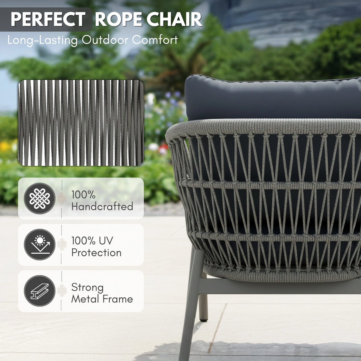 Outdoor 4 Seater Rope Conversation Sofa Set